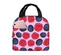 VOSERY Borsa per il pranzo, borsa termica per il pranzo, per donne e uomini, adulti, stampa mirtillo rosso, borsa termica per il pranzo, a prova di perdite, riutilizzabile, grande capacità, per lavoro