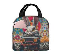 VOSERY Borsa per il pranzo, borsa termica per il pranzo, per donne e uomini, adulti, vivace coniglietto, borsa termica per il pranzo, a prova di perdite, riutilizzabile, grande capacità, per lavoro