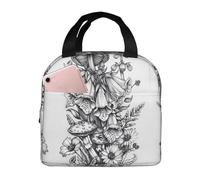 VOSERY Borsa per il pranzo, borsa termica per il pranzo, per donne e uomini, per adulti, monocromatica, con illustrazione botanica, borsa termica, a prova di perdite, riutilizzabile, grande capacità