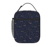 VOSERY Borsa per il pranzo da uomo e da donna, elegante borsa per il pranzo isolata, scatola per il pranzo isolata con fiori di giglio in rame dorato lucido