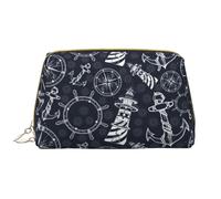 VOSERY Borsa per il trucco, borsa cosmetica da viaggio da donna, borsa per trucco di grande capacità, borsa per il trucco con ancora e faro, graziosa custodia per il trucco, custodia per trucco in