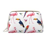 VOSERY Borsa per il trucco, borsa cosmetica da viaggio da donna, organizer per trucco di grande capacità, borsa per il trucco con pappagallo, fenicottero, tucano, uccello, carino, custodia per il