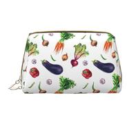 VOSERY Borsa per il trucco, borsa da viaggio per articoli da toeletta da donna, organizer per trucchi di grande capacità, borsa per il trucco con melanzane, cipolla aglio, peperoncini, borsa per il
