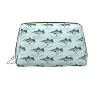 VOSERY Borsa per il trucco, borsa per cosmetici da viaggio da donna, borsa per il trucco di grande capacità, borsa per il trucco divertente e carina, borsa per il trucco con squalo pirata, graziosa