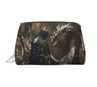 VOSERY Borsa per il trucco, Borse cosmetiche Borsa da toilette da viaggio per donne, Cavaliere medievale e drago Borsa per il trucco, Borsa per il trucco di grande capacità, Borsa per trucco carina