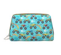 VOSERY Borsa per il trucco, Borse cosmetiche Borsa da toilette da viaggio per le donne, Borsa per il trucco di Monster Truck dei cartoni animati, Borsa per trucco di grande capacità, Borsa per trucco