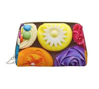 VOSERY Borsa per il trucco, Borse cosmetiche Borsa da toilette da viaggio per le donne, Borsa per il trucco con cupcake dai colori vivaci, Borsa per trucco di grande capacità, Borsa per trucco carina