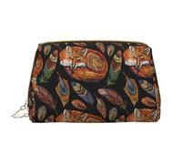 VOSERY Borsa per il trucco, Borse cosmetiche Borsa da toilette da viaggio per le donne, Borsa per il trucco con piuma di volpe tribale, Borsa per trucco di grande capacità, Borsa per trucco carina