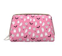 VOSERY Borsa per il trucco, Borse cosmetiche Borsa da toilette da viaggio per le donne, borsa per il trucco di Halloween con fantasma rosa, Organizer per trucchi di grande capacità, Borsa per trucco