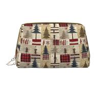 VOSERY Borsa per il trucco, Borse cosmetiche Borsa da toilette da viaggio per le donne, Borsa per il trucco rustica a quadri nella foresta, Borsa per il trucco di grande capacità, Borsa per il trucco