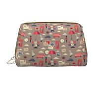 VOSERY Borsa per il trucco, Borse cosmetiche Borsa da toilette da viaggio per le donne, Borsa per il trucco con motivo a timbro Londra, Borsa per trucco di grande capacità, Borsa per trucco carina