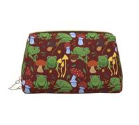 VOSERY Borsa per il trucco, Borse cosmetiche Borsa da toilette da viaggio per le donne, Borsa per il trucco di grande capacità, Borsa per il trucco con rane e funghi, Borsa per il trucco carina