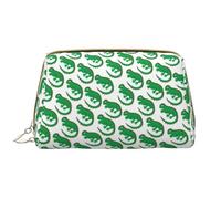 VOSERY Borsa per il trucco, borse cosmetiche Borsa da toilette da viaggio per le donne, borsa per il trucco di grande capacità, divertente e carina lucertola verde_una borsa per il trucco, custodia