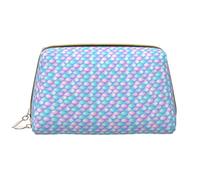 VOSERY Borsa per il trucco, borse cosmetiche Borsa da toilette da viaggio per le donne, borsa per il trucco alla moda con scala di pesce blu rosa, borsa per il trucco di grande capacità, borsa per il