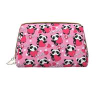 VOSERY Borsa per il trucco, Borse cosmetiche Borsa da toilette da viaggio per le donne, Borsa per il trucco di grande capacità, Borsa per il trucco rosa con cuore di panda Valentine, Borsa per il