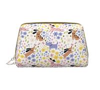 VOSERY Borsa per il trucco, Borse cosmetiche Borsa da toilette da viaggio per le donne, Borsa per il trucco di grande capacità, Borsa per il trucco con cucciolo floreale, Borsa per trucco carina