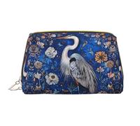 VOSERY Borsa per il trucco, Borse cosmetiche Borsa da toilette da viaggio per le donne, Borsa per il trucco da giardino floreale con airone blu, Borsa per il trucco di grande capacità, Borsa per il
