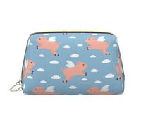 VOSERY Borsa per il trucco, Borse cosmetiche Borsa da toilette da viaggio per le donne, Borsa per il trucco di grande capacità, Borsa per il trucco con maiale carino con le ali, Borsa per il trucco