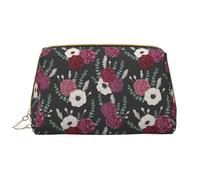 VOSERY Borsa per il trucco, borse cosmetiche Borsa da toilette da viaggio per le donne, Borsa per il trucco di grande capacità, Borsa per il trucco con fiori di garofano viola, rosso bianco, borsa per