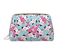 VOSERY Borsa per il trucco, borse cosmetiche Borsa da toilette da viaggio per le donne, Borsa per il trucco di grande capacità, Borsa per il trucco classica divertente carina con mucca che mangia erba