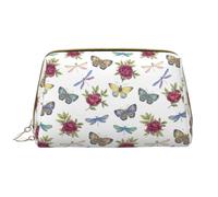 VOSERY Borsa per il trucco, Borse cosmetiche Borsa da toilette da viaggio per le donne, Borsa per il trucco di grande capacità, Borsa per il trucco con farfalla e garofano, Borsa per il trucco carina