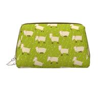 VOSERY Borsa per il trucco, Borse cosmetiche Borsa da toilette da viaggio per le donne, Borsa per il trucco di grande capacità, Borsa per il trucco verde con pecore carine, Borsa per il trucco in