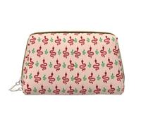 VOSERY Borsa per il trucco, Borse cosmetiche Borsa da toilette da viaggio per le donne, Borsa per il trucco di grande capacità, Borsa per il trucco minimalista con serpente carino rosso verde