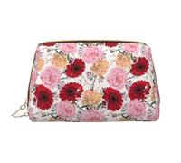 VOSERY Borsa per il trucco, borse cosmetiche Borsa da toilette da viaggio per le donne, Borsa per il trucco di grande capacità, Borsa per il trucco con fiori di garofano rosso rosa, graziosa custodia