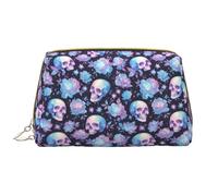 VOSERY Borsa per il trucco, Borse cosmetiche Borsa da toilette da viaggio per le donne, Borsa per il trucco di grande capacità, Borsa per il trucco con teschio floreale nel cielo stellato, Borsa per