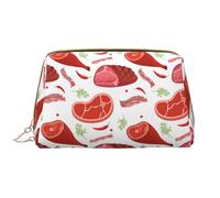 VOSERY Borsa per il trucco, Borse cosmetiche Borsa da toilette da viaggio per le donne, Borsa per il trucco di grande capacità, Borsa per il trucco con stampa di prosciutto e pancetta, Borsa per il