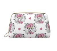 VOSERY Borsa per il trucco, borse cosmetiche Borsa da toilette da viaggio per le donne, borsa per il trucco di grande capacità, organizer artistico carino con barboncino rosa _ una borsa per il trucco