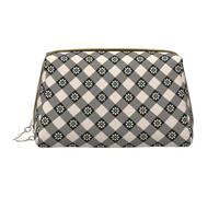 VOSERY Borsa per il trucco, Borse cosmetiche Borsa da toilette da viaggio per le donne, Borsa per il trucco di grande capacità, Borsa per il trucco nera a quadri margherita, Borsa per il trucco carina