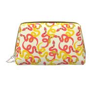 VOSERY Borsa per il trucco, Borse cosmetiche Borsa da toilette da viaggio per le donne, Borsa per il trucco di grande capacità, Borsa per il trucco con serpente dipinto artistico rosso giallo