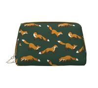 VOSERY Borsa per il trucco, Borse cosmetiche Borsa da toilette da viaggio per le donne, Borsa per il trucco con stampa volpe verde scuro, Borsa per trucco di grande capacità, Borsa per trucco carina