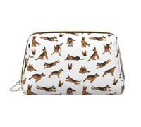 VOSERY Borsa per il trucco, borse cosmetiche Borsa da toilette da viaggio per le donne, Borsa per il trucco di grande capacità, Borsa per il trucco allegra con pastore tedesco, graziosa custodia per