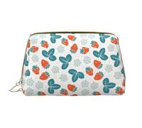 VOSERY Borsa per il trucco, Borse cosmetiche Borsa da toilette da viaggio per le donne, Borsa per il trucco di grande capacità, Borsa per il trucco con fiore azzurro fragola, Borsa per il trucco