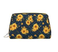 VOSERY Borsa per il trucco, Borse cosmetiche Borsa da toilette da viaggio per le donne, Girasole a righe blu Una borsa per il trucco, Borsa per il trucco di grande capacità, Borsa per il trucco carina