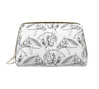 VOSERY Borsa per il trucco, Borse cosmetiche Borsa da toilette da viaggio per le donne, Linea disegnata a mano Borsa per il trucco con cavallo, Borsa per trucco di grande capacità, Borsa per trucco