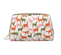 VOSERY Borsa per il trucco, Borse cosmetiche Borsa da toilette da viaggio per le donne, Organizzatore di borsa per il trucco di grande capacità, Borsa per il trucco artistica con cervo carino rosso