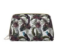 VOSERY Borsa per il trucco, Borse cosmetiche Borsa da toilette da viaggio per le donne, Organizzatore di borsa per il trucco di grande capacità, Borsa per il trucco con uccello del paradiso marrone