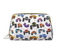 VOSERY Borsa per il trucco, Borse cosmetiche Borsa da toilette da viaggio per le donne, Organizzatore di borsa per il trucco di grande capacità, Cartoon Monster Trucks1 Borsa per il trucco, Custodia