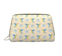 VOSERY Borsa per il trucco, Borse cosmetiche Borsa da toilette da viaggio per le donne, Organizzatore di borsa per il trucco di grande capacità, Borsa per il trucco con fiori di colibrì blu, Borsa per