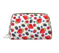 VOSERY Borsa per il trucco, Borse cosmetiche Borsa da toilette da viaggio per le donne, Organizzatore di borsa per il trucco di grande capacità, Borsa per il trucco con stampa fragola mirtillo rosso