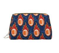 VOSERY Borsa per il trucco, Borse cosmetiche Borsa da toilette da viaggio per le donne, Organizzatore di borsa per il trucco di grande capacità, Borsa per il trucco con fiamme di fuoco del football