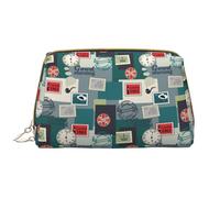 VOSERY Borsa per il trucco, Borse cosmetiche Borsa da toilette da viaggio per le donne, Organizzatore di borsa per il trucco di grande capacità, Borsa per il trucco con motivo a timbro 1861, Borsa per