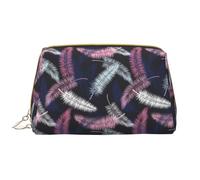 VOSERY Borsa per il trucco, Borse cosmetiche Borsa da toilette da viaggio per le donne, Organizzatore di borsa per il trucco di grande capacità, Borsa per il trucco con piume bianche rosa, Borsa per