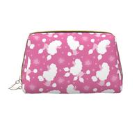 VOSERY Borsa per il trucco, Borse cosmetiche Borsa da toilette da viaggio per le donne, Organizzatore di borsa per il trucco di grande capacità, Borsa per il trucco rosa con simpatico barboncino