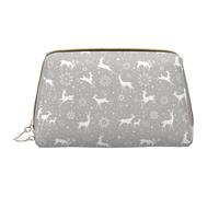 VOSERY Borsa per il trucco, Borse cosmetiche Borsa da toilette da viaggio per le donne, Organizzatore di borsa per il trucco di grande capacità, Semplice borsa per il trucco bianca con cervo nordico