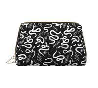 VOSERY Borsa per il trucco, Borse cosmetiche Borsa da toilette da viaggio per le donne, Organizzatore di borsa per il trucco di grande capacità, Borsa per il trucco semplice con serpente bianco, Borsa
