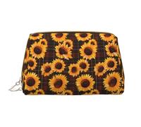 VOSERY Borsa per il trucco, Borse cosmetiche Borsa da toilette da viaggio per le donne, Organizzatore di borsa per il trucco di grande capacità, Borsa per il trucco con girasole scozzese rosso nero